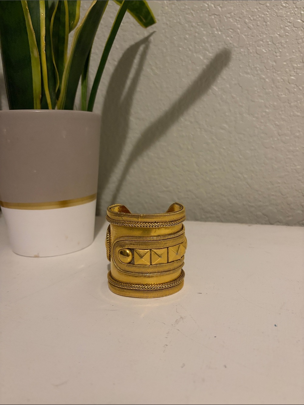 Erickson Beamon Gold Helen of Troy Studded Wide Cuff Bracelet